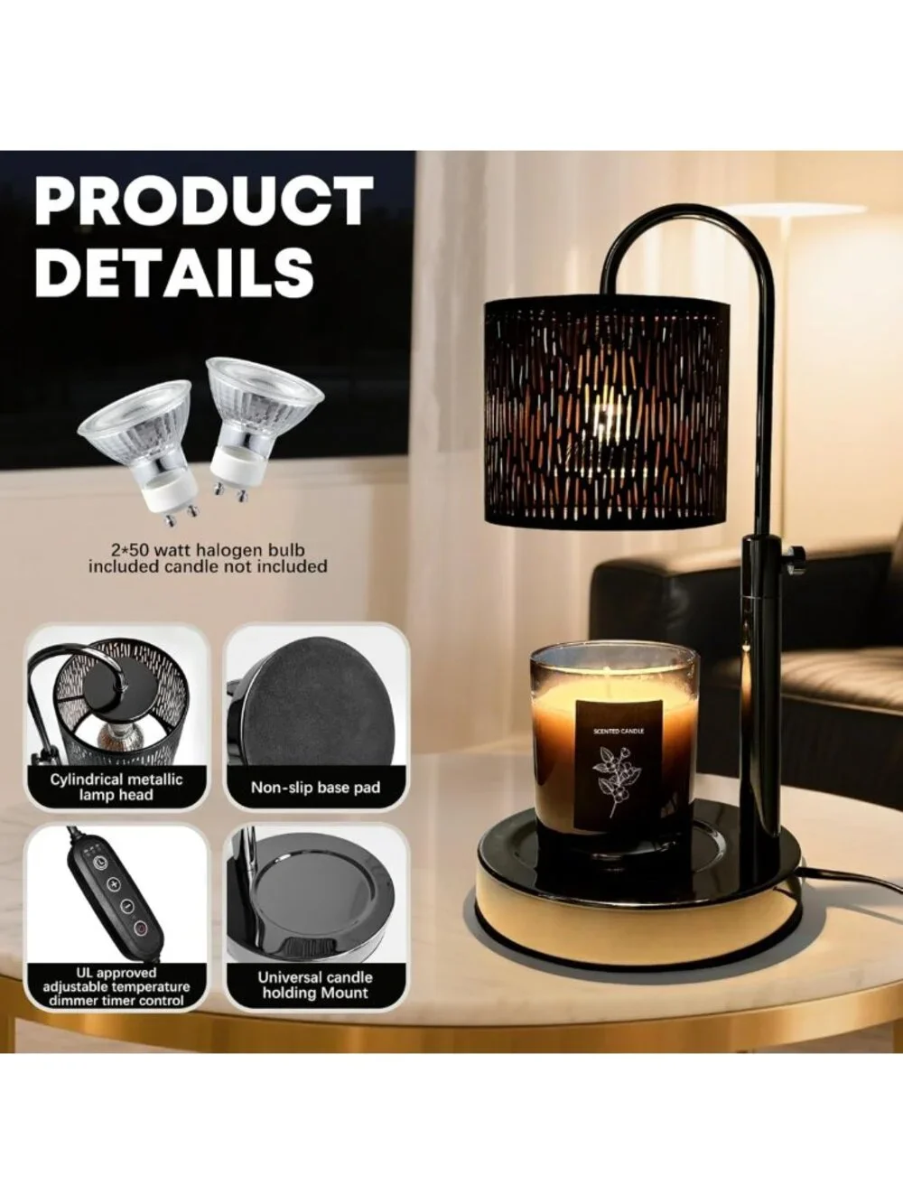 Electric Candle Warmer Lamp with Timer & Dimmer - Vintage Home Decor Gift